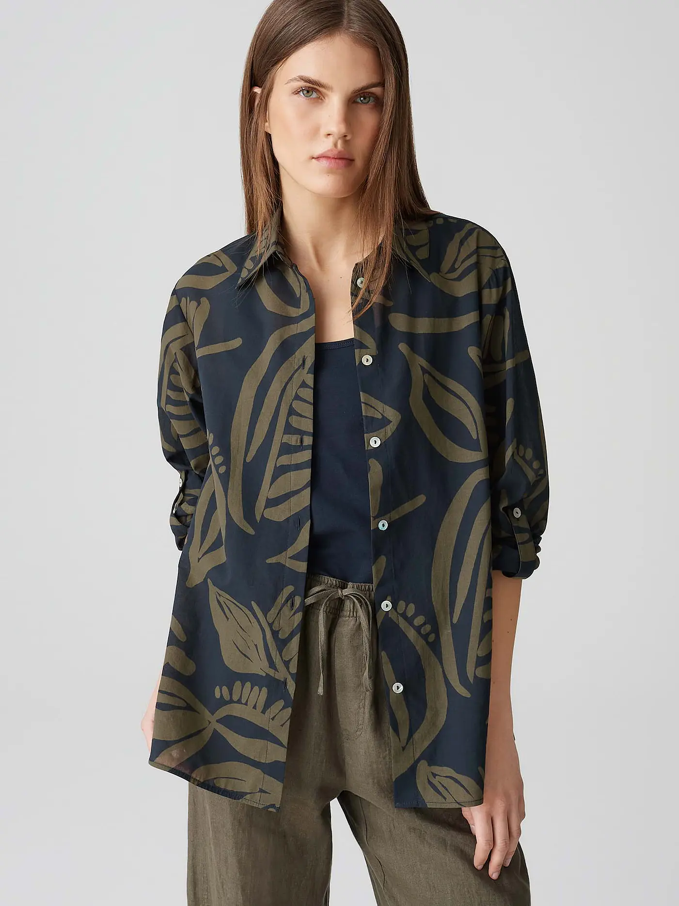 OPUS | Blusenshirt FUMINE TROPICAL | dunkelblau